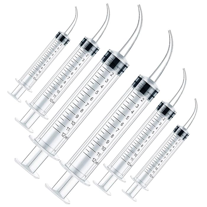 Buy 6pcs 12cc Dental Syringe Dental Irrigation Syringe with Curved Tip