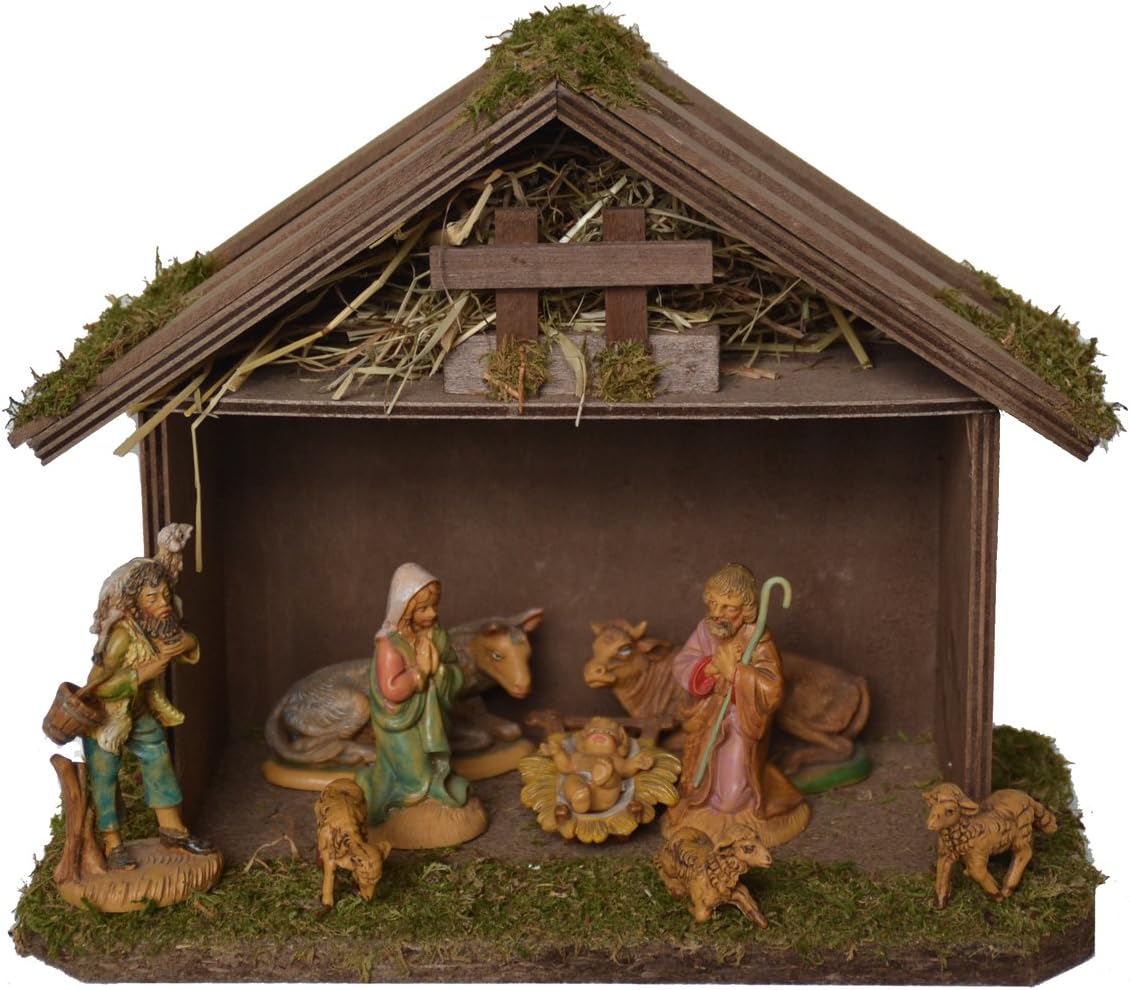 1202 Wooden Nativity Scene for 8-10 cm Figures 25 x 18 x 20 cm