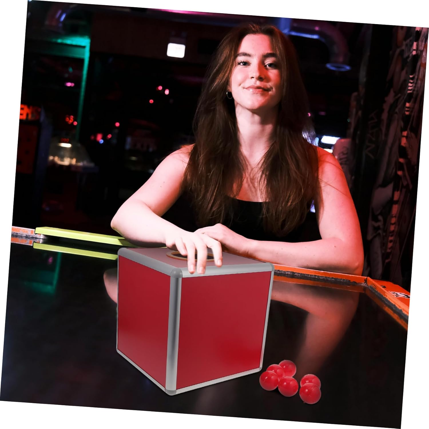 Raffle Red Cardboard Donation Voting Container for Fundraising Events and Parties Includes Red Balls for Engaging Participation