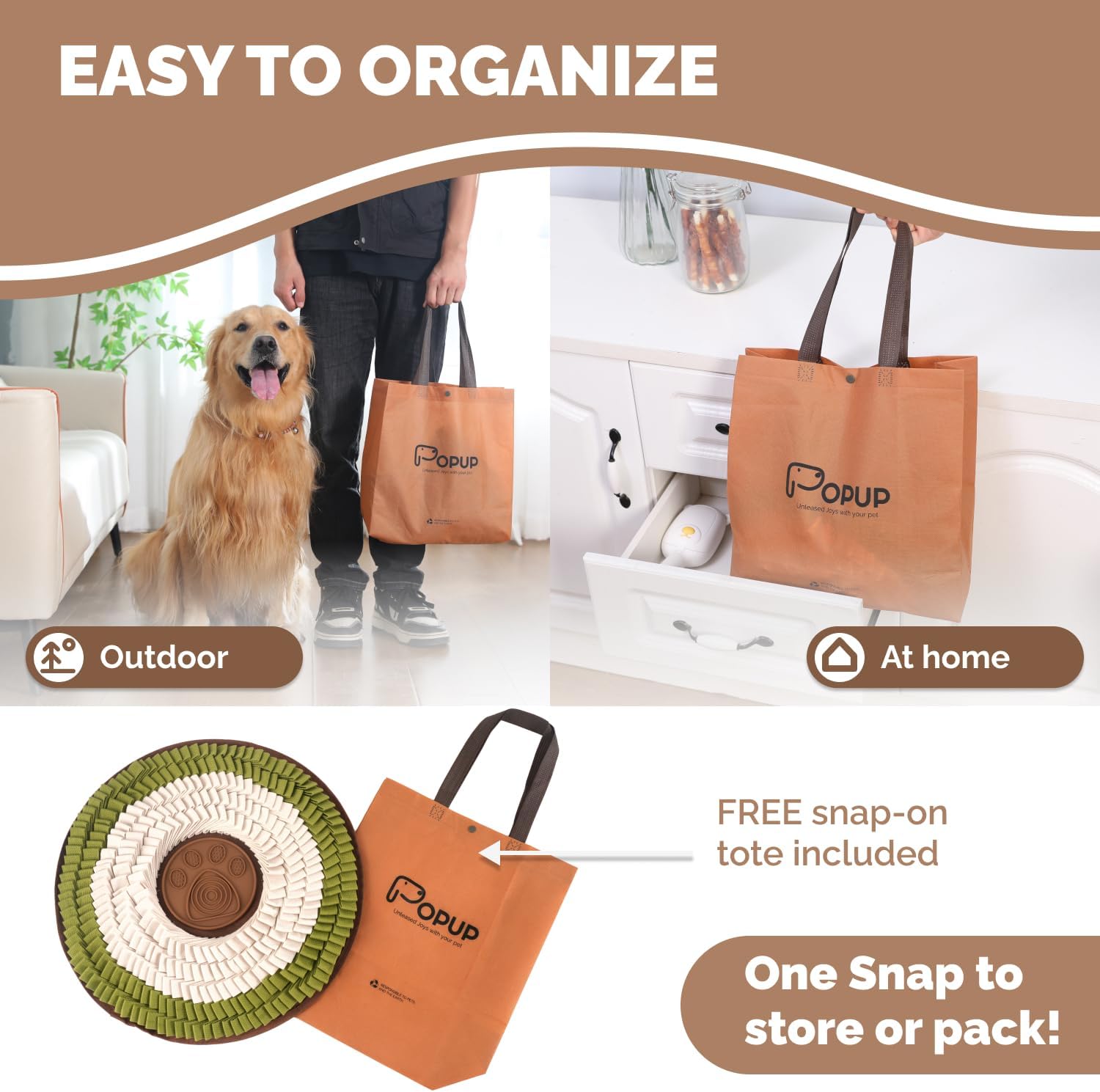 POPUPJOYS Snuffle Mat for Dogs | Interactive Feeder Mat to Keep Dogs Busy and Combat Boredom | Stimulating Dog Sniff Mat Encourages Natural Foraging Skills | Ideal for All Dog Sizes (White & Green)