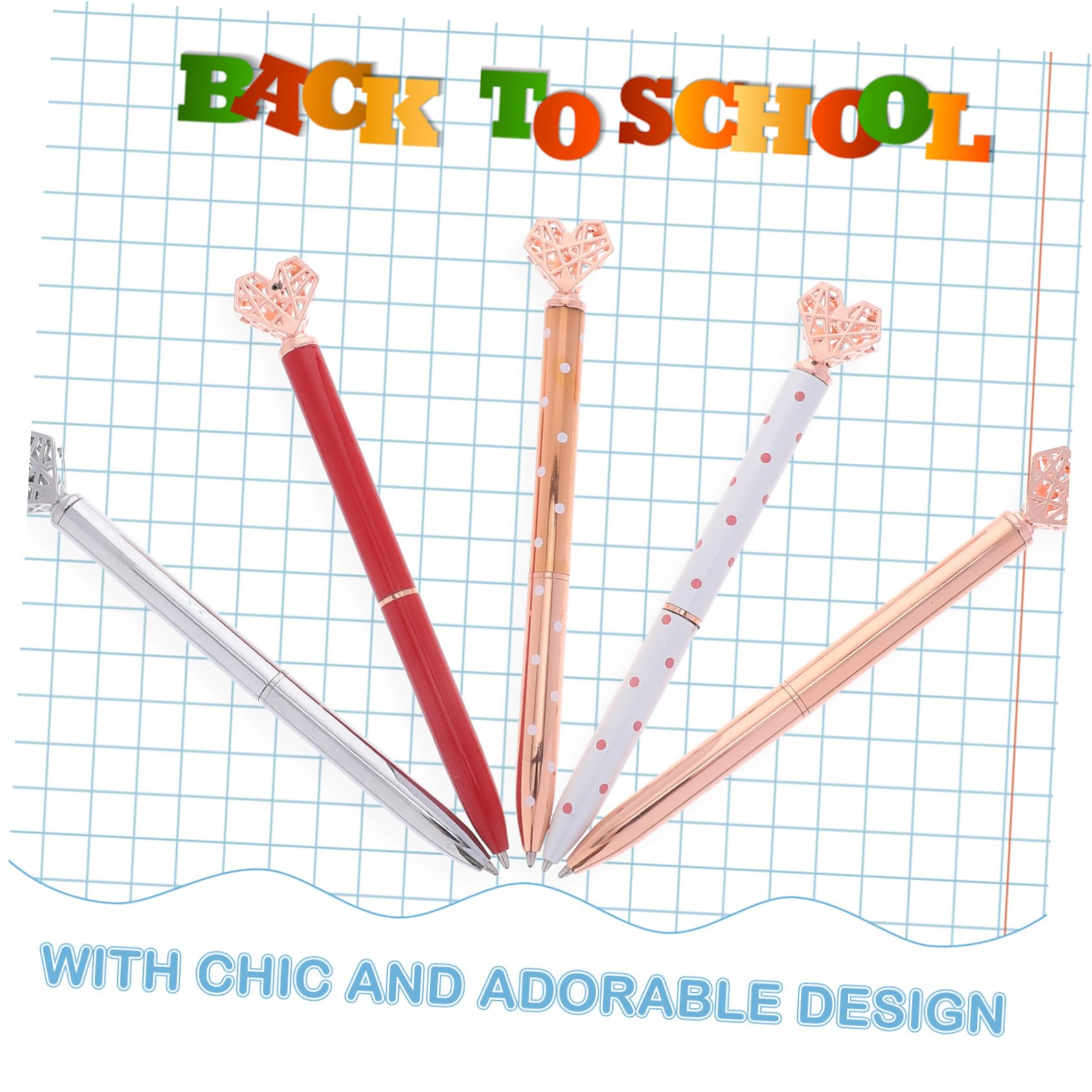 SHINEOFI 15piezas Bolígrafo De Forma De Corazón Pluma Creativa Para Estudiantes Papelería Escolar Para Firmas y Dibujo De Tinta y