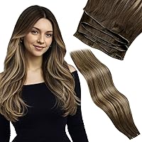 Vista 145 de LaaVoo Extensiones de cabello humano real para coser, extensiones de cabello humano de doble trama, color negro azabache, 18 pulgadas, 3.53 onzas