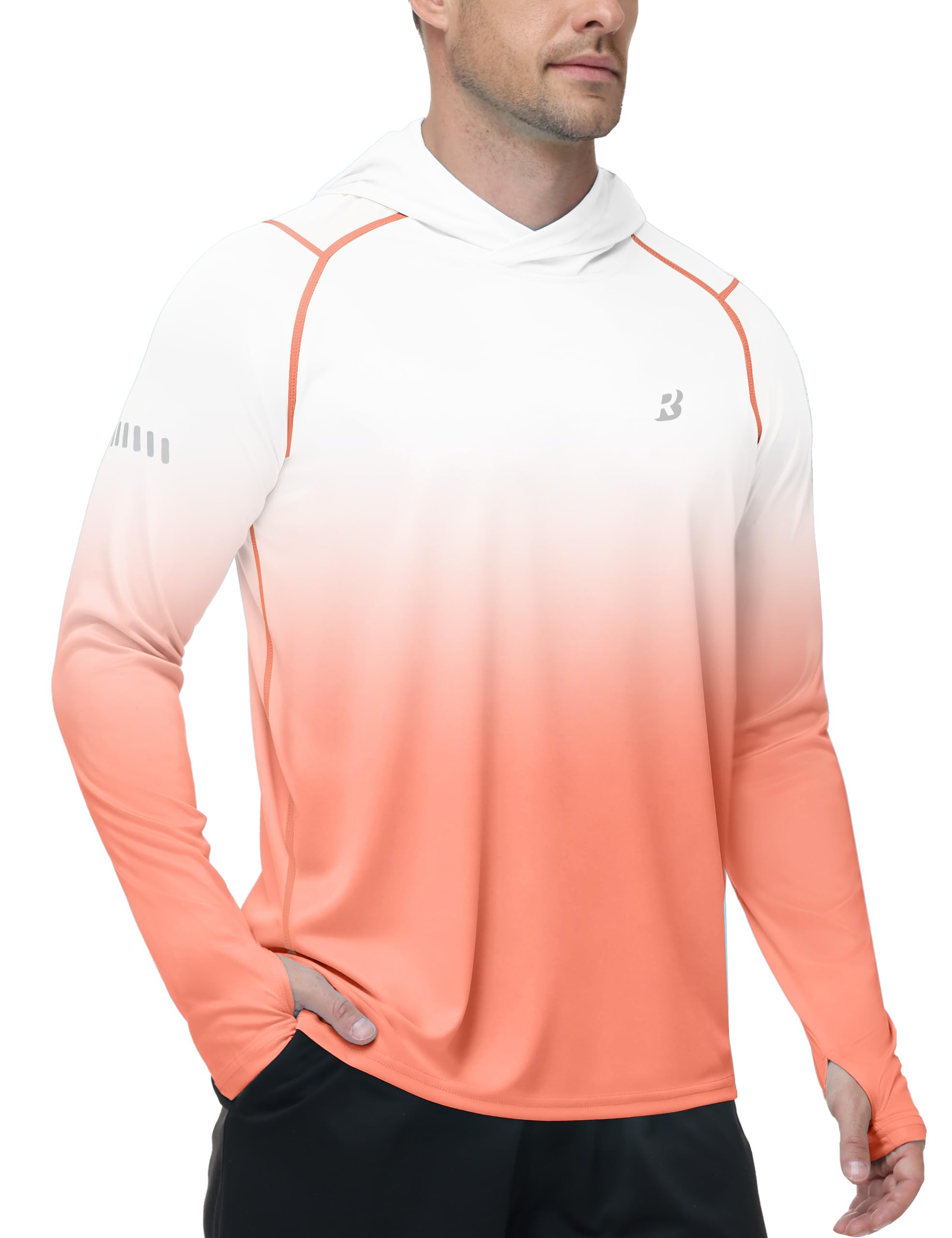 Roadbox Men's UPF 50+ Sun Hoodie, UV Long Sleeve Fishing Shirts Rash Guard