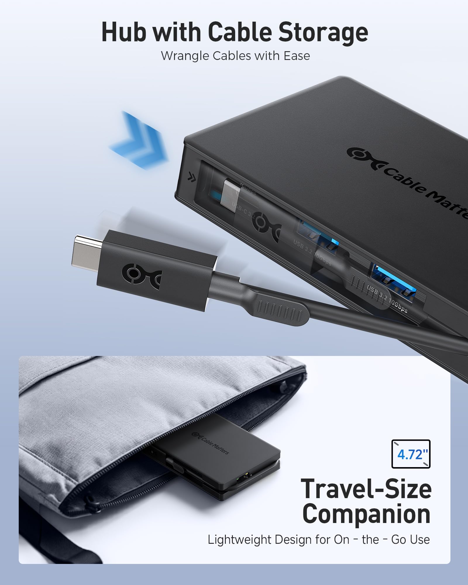 Cable Matters Hub USB-C 8 w 1 z Podwójnym HDMI i Ethernetem | 2x 4K@60Hz HDMI, ładowanie 140 W, dane 10 Gbps, 2x USB-C i USB-A 3.2; jeden zewnętrzny ekran w macOS