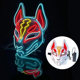 WreGmgg LED Máscara De Zorro Led Mascara Halloween Costume Masque Adulte,18 Colores,fortnite Deguisement Adulte Scream Michael Myers Cyberpunk Disfraz Cosplay ((Rojo+Azul+Amarillo))