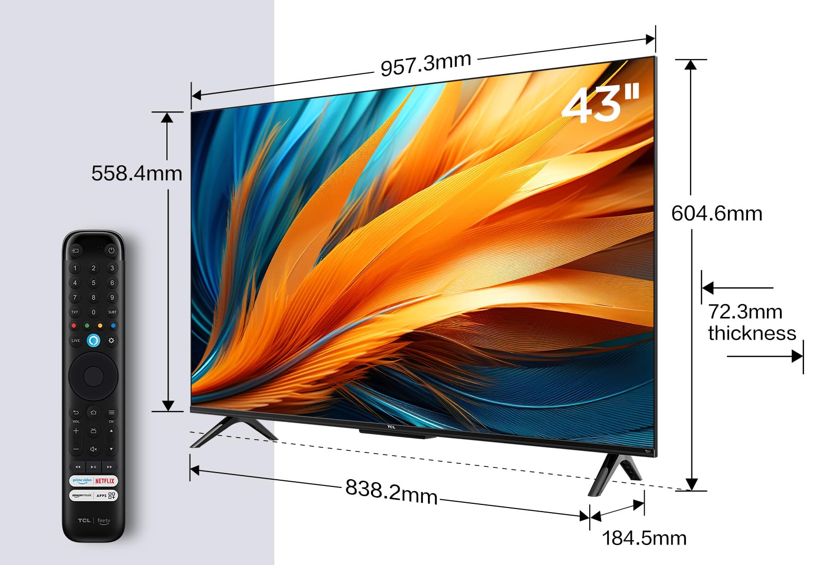 TCL 43PF650 43 Pouces 4K Ultra HD, HDR TV, Smart LED Fire TV (Dolby Vision, Dolby Atmos, DTS, HDR 10, Alexa intégré, Airplay2, Miracast)