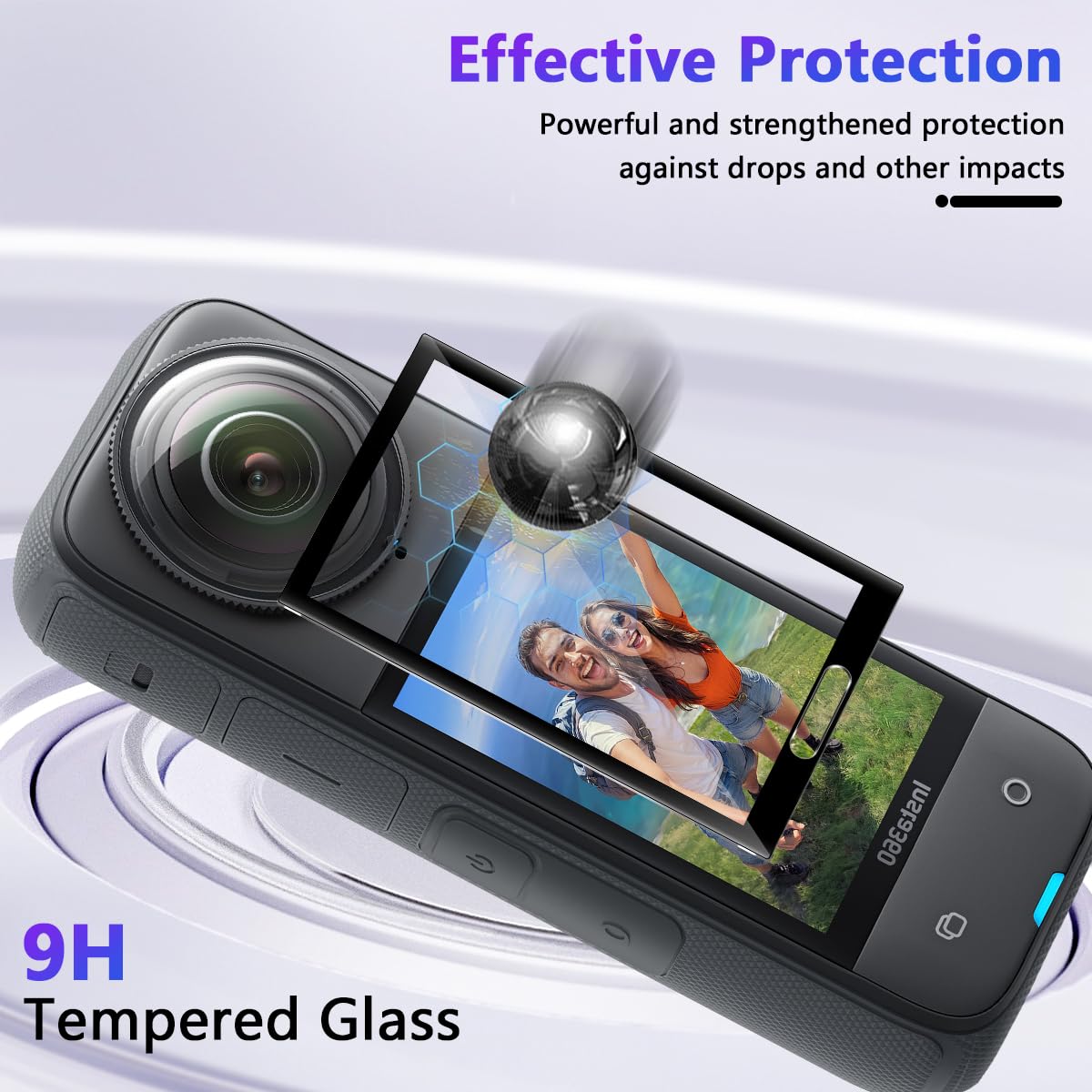 Locofun Schutzfolie für Insta360 X4 / X5 für Panzerglas, 9H Härte Displayschutz Panzer Schutz Glas Folie[2 Stück], Anti-Kratzer Displayschutzfolie Schutzglas für Insta360 X4/X5 Zubehör