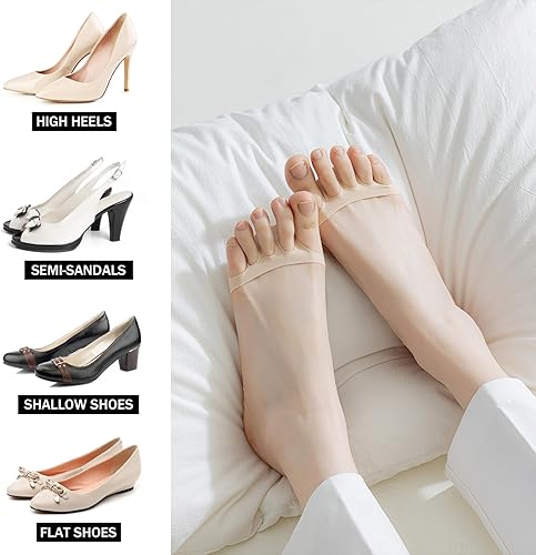 Miniatura 6 de Almohadillas metatarsianas para mujer, cojines de bola de pie para tacones altos, cómodos, almohadillas de cinco dedos para el antepié, calcetines