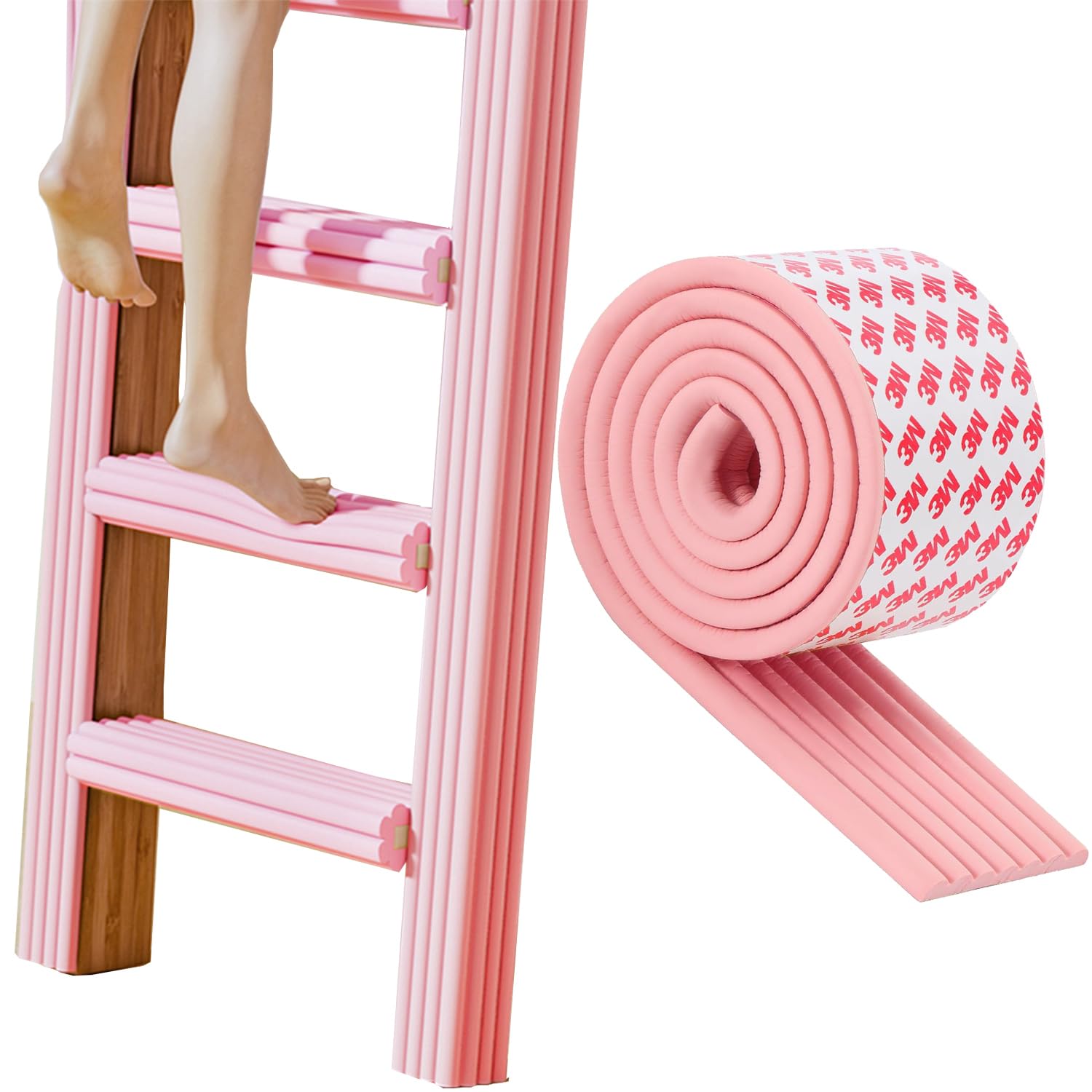 Stair Bunk Bed Self Adhesive Stair Cover Stair Cover Soft Padded for 6.5ft Stair Stairs, Pink