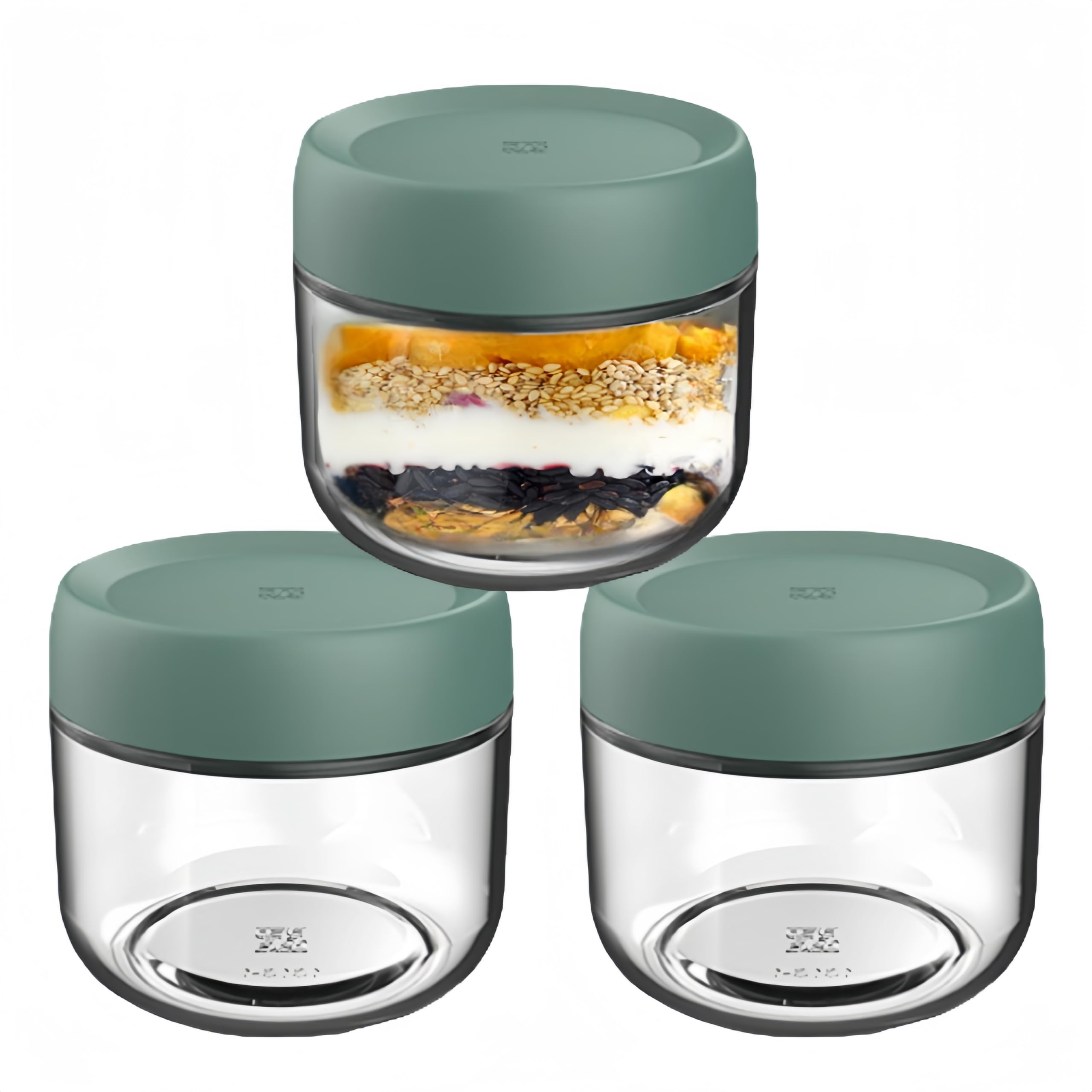 MEETOZ Glass Jars with Lids,Overnight Oats Containers with Screw Lid,Reusable Small Mason jars for Food Spice Fruit Sauce Cereal Snacks Storage (3-Pack 10oz Green)
