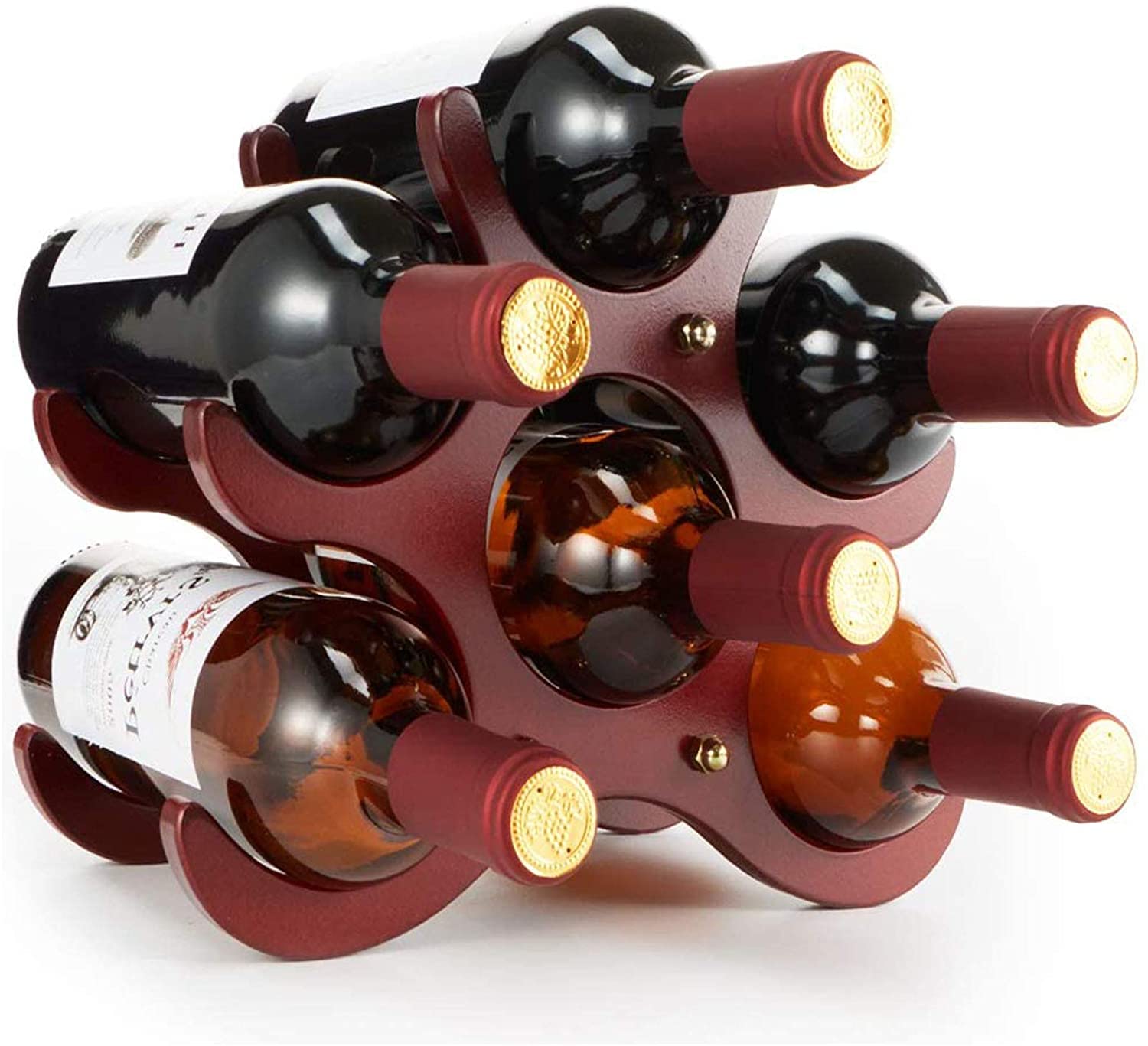 Casier à vin en bois de table pour 6 bouteilles couleur rouge