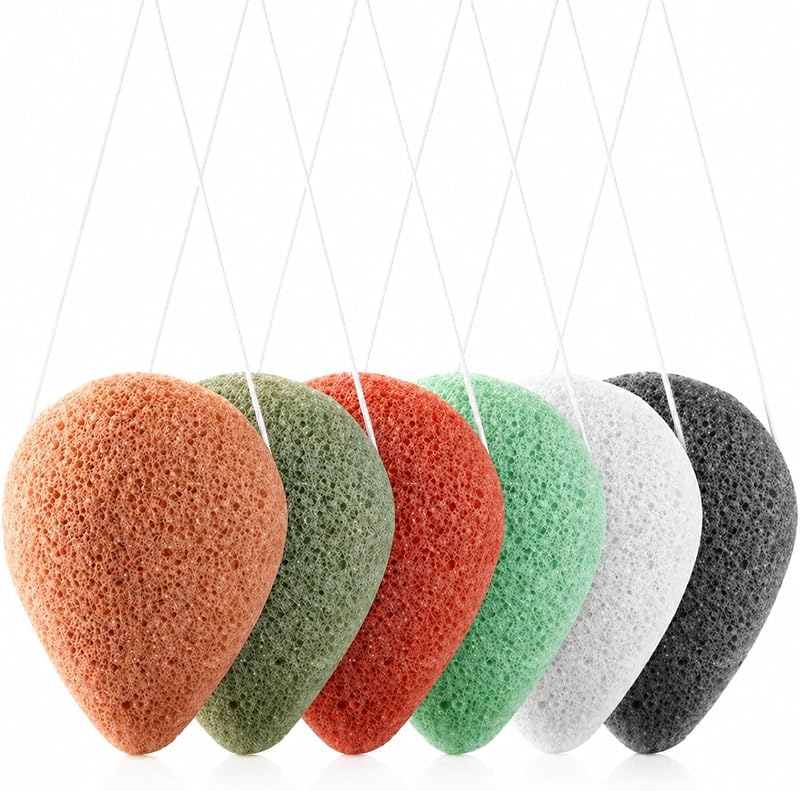 Esponjas faciais de konjac findTop em 6 cores, pacote com 6