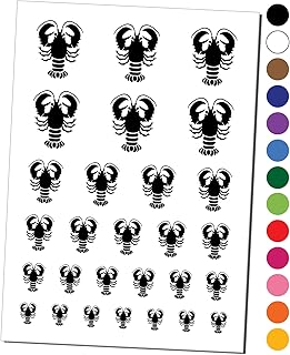 Maine Lobster Silhouette Temporary Tattoo Water Resistant Fake Body Art Set Collection - Red (One Sheet)