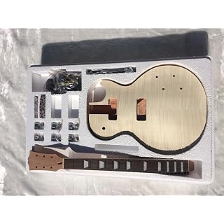 MUSOO Kit guitare électrique DIY avec micro P90 (acajou avec placage érable flamme, naturel) - Les Beatles, Paul McCartney, John Lennon, RIngo Starr, George Harrison
