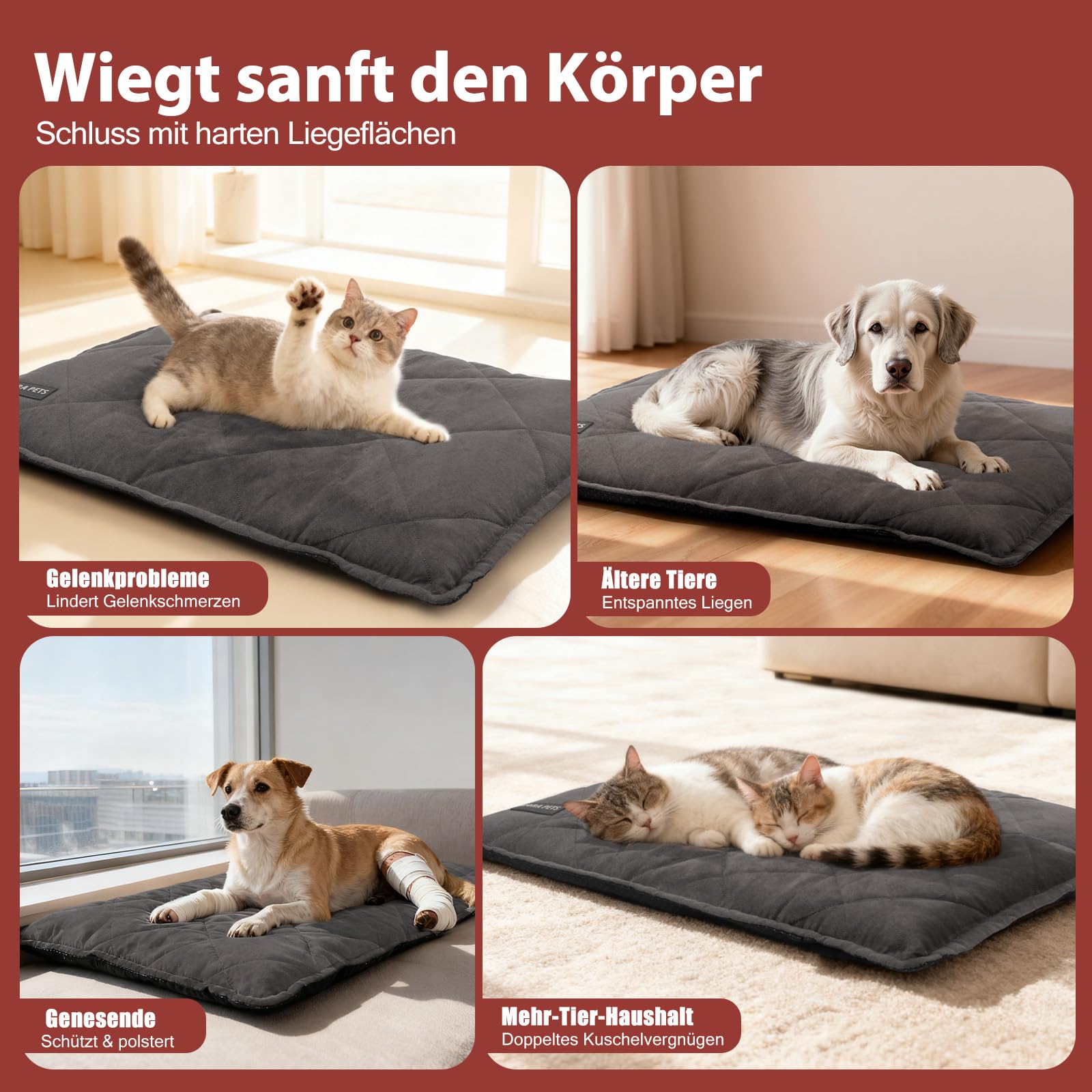 Mora Pets Samogrzewający Koc Dla Kota i Psa Ultraciepły Samogrzewająca Mata Dla Szczeniąt Gruba Bez Prądu Wymienne Pokrowce Miękkie i Zmywalne 89x58 cm