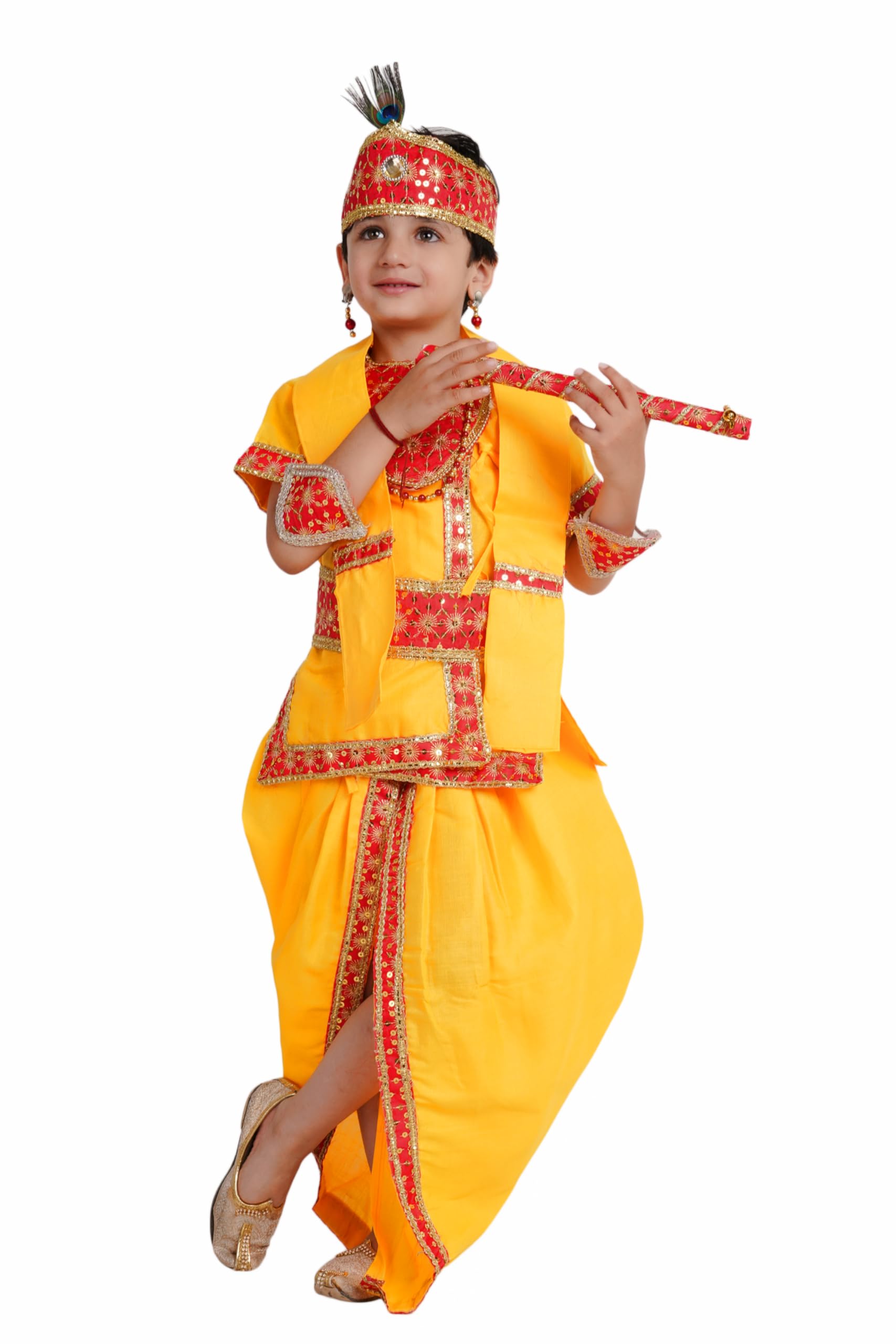 Kaku Fancy Dresses Shri Krishna Dress Cotton Fabric For Baby Boy & Girl, Janmashtami Dress with Accessories, 3-6 Months (B0D8YMXK4H) Amazon Price History, Amazon Price Tracker