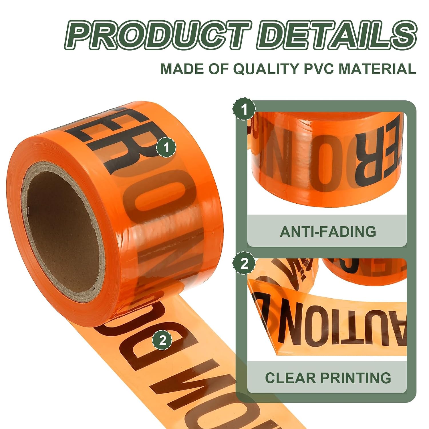 YOKIVE 328ft x 3" Warning Tape, High-Visibility PE Floor Marking Roll Caution Tape for Flagging Construction Outdoor Warning, Orange (Caution DO NOT Enter)