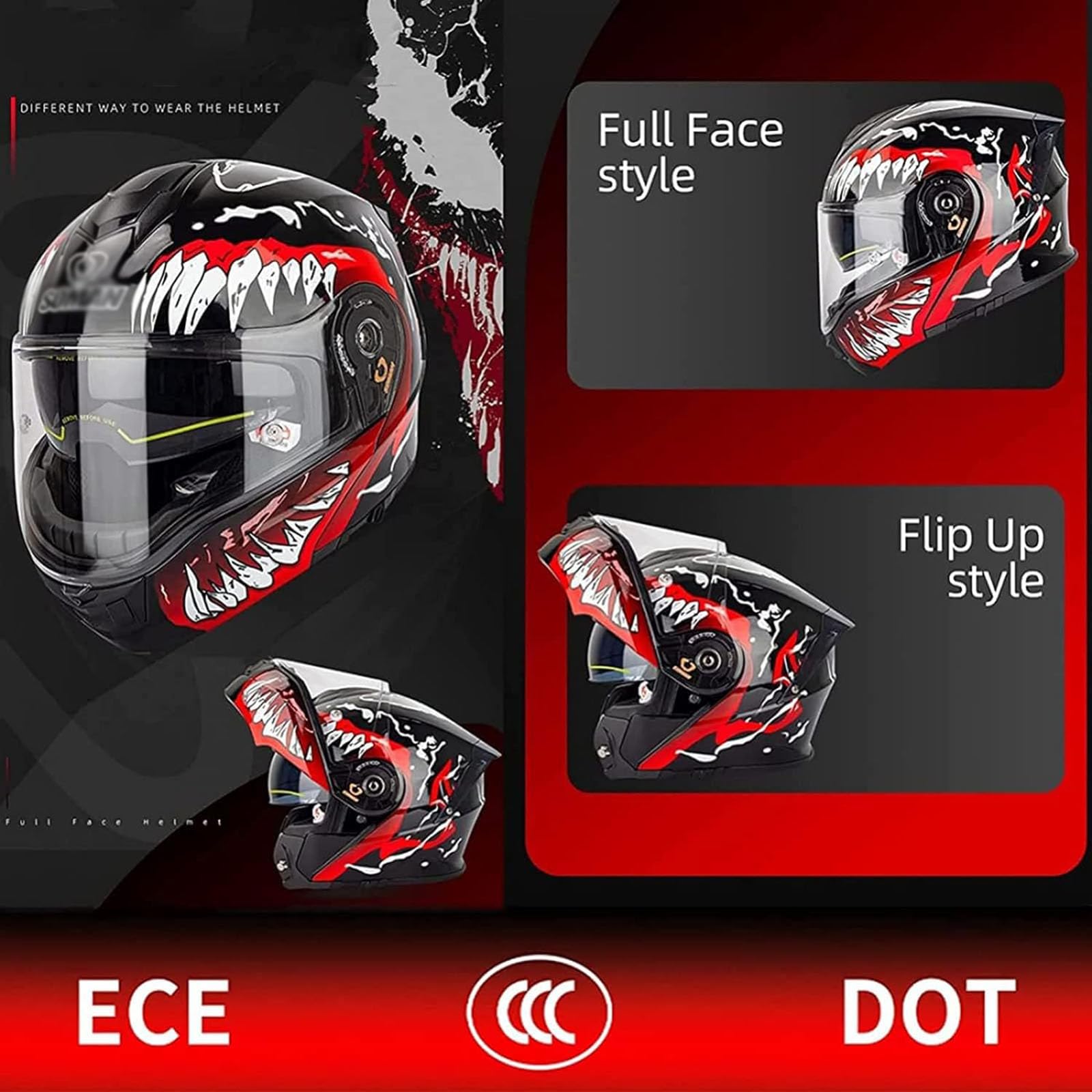 Casco De Moto Modular con Bluetooth Slot Integrad Casco Modular Moto Hombre Mujer Adultos,Cascos Modulares con Doble Visera para Casco Scooter,ECE Homologado
