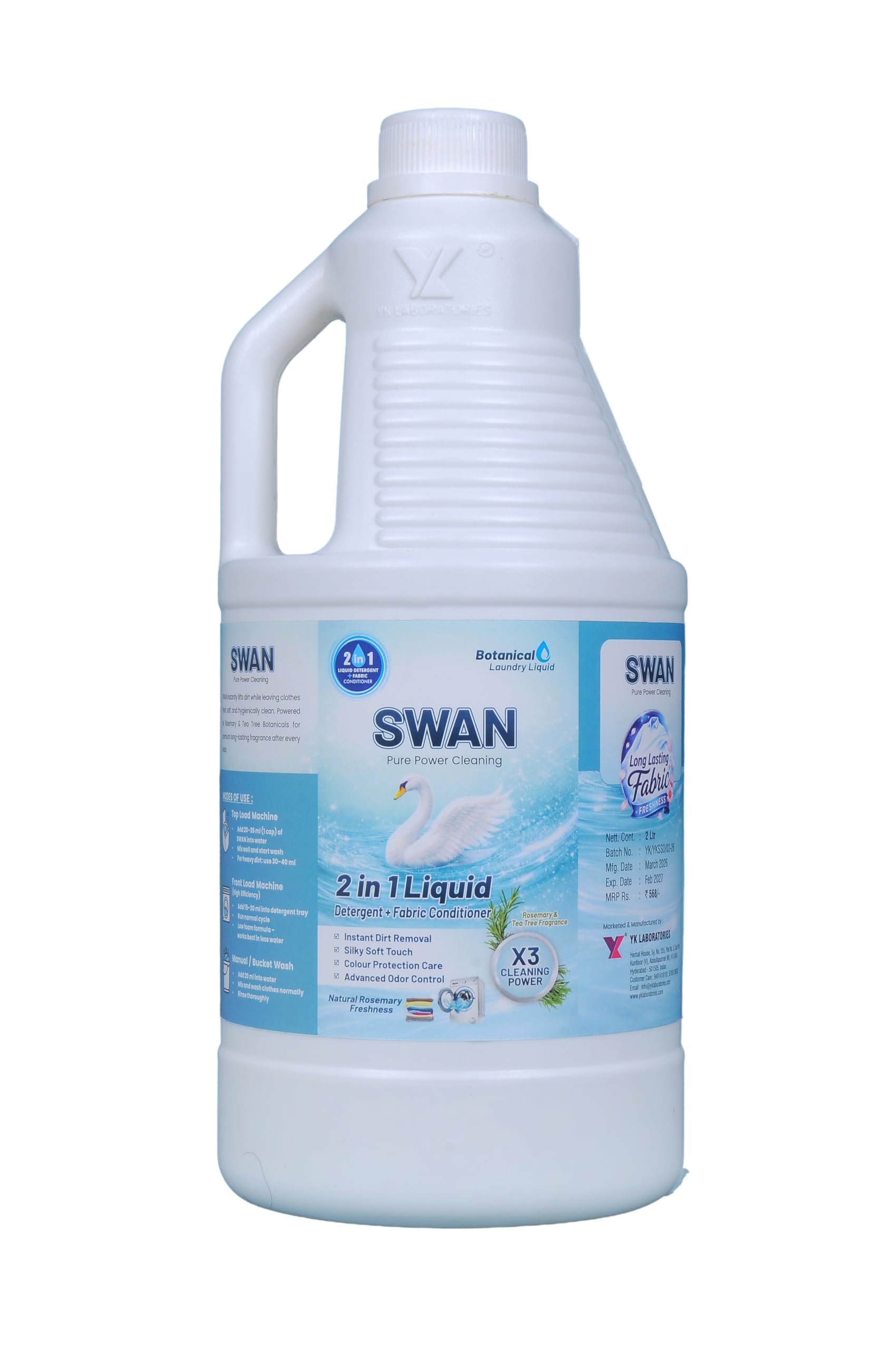 SWAN 2-in-1 Liquid Laundry Detergent 2L ml with Fabric Conditioner | Rosemary & Tea Tree Fragrance | Suitable for Front Load & Top Load Washing Machines | Color Care & Soft Fabric Feel-image-18
