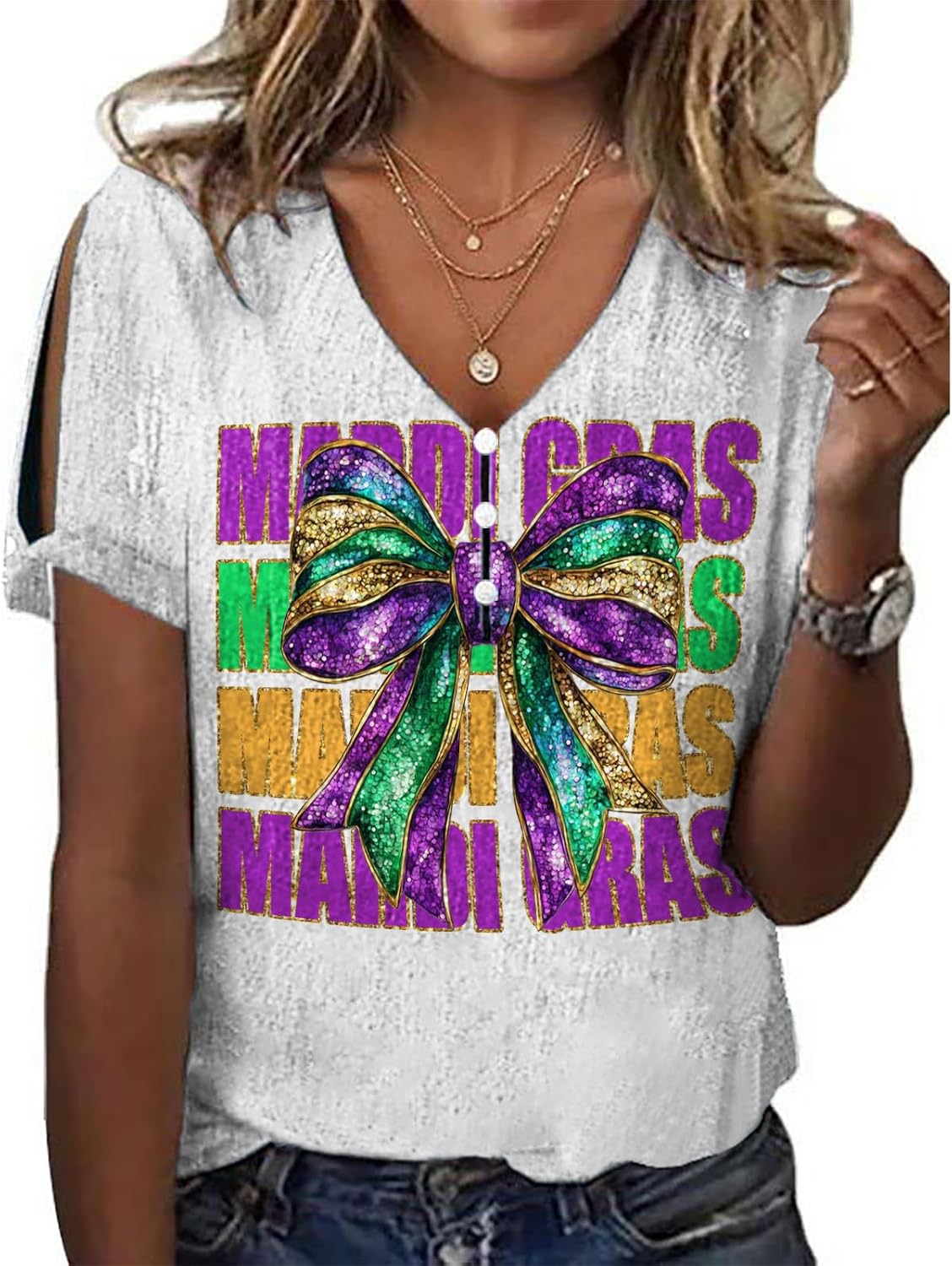 domirica Mardi Gras Tops for Women Purple Striking Hide Belly Short Sleeve Floral Hawaiian Stylish Casual Streetwear