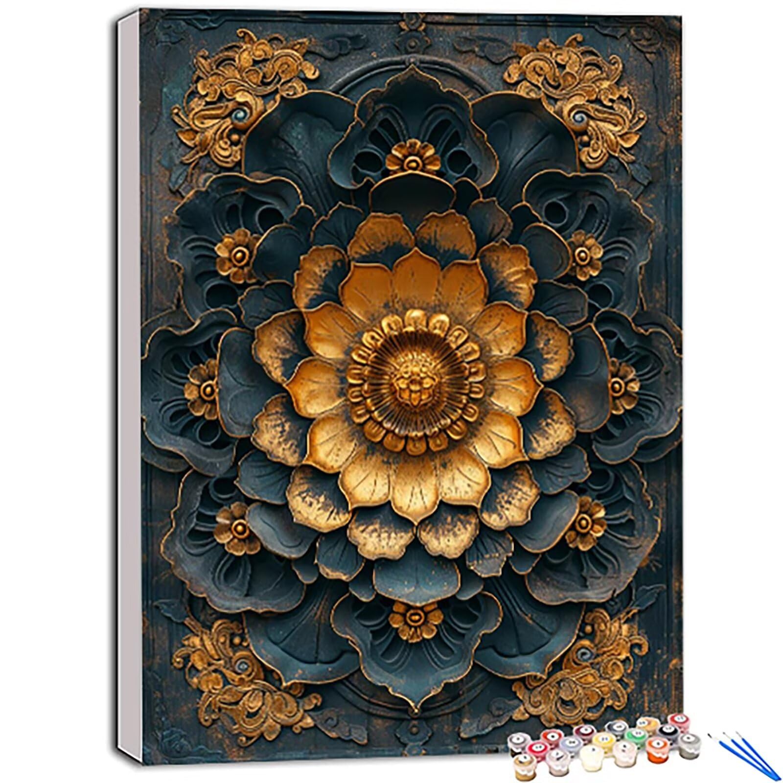 Zen Malowanie po numerach, rzeźba, malowanie według numerów, dla dorosłych, początkujących, z pędzlami i farbą akrylową, DIY, sztuka i rzemiosło dla dorosłych, zestawy obrazów olejnych do dekoracji