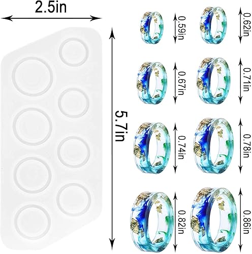 Miniatura 7 de Gartful Juego de 8 moldes de joyería 6 moldes de resina para pulseras grandes  2 moldes de silicona para anillos de resina fundición epoxi para