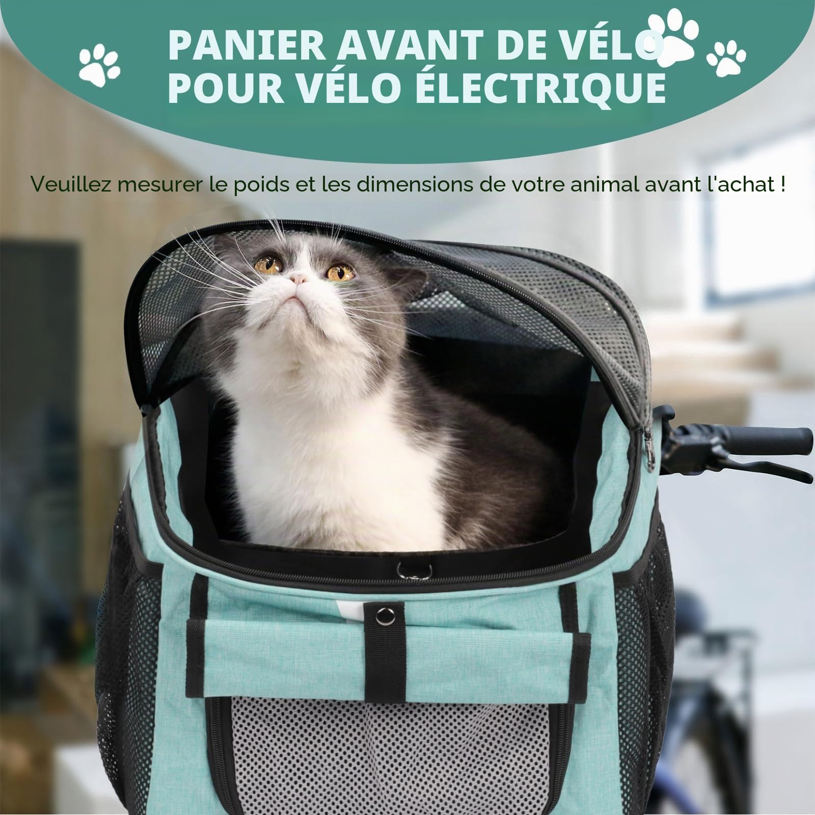 Panier de vélo pliable étanche pour animaux de compagnie bleu