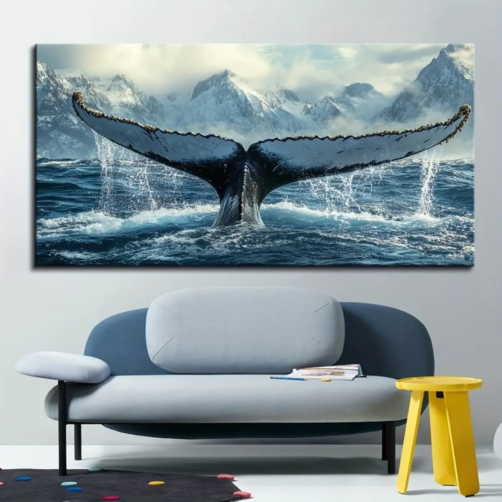 Toile queue de baleine de 55x110 cm sans cadre pour salon - 8