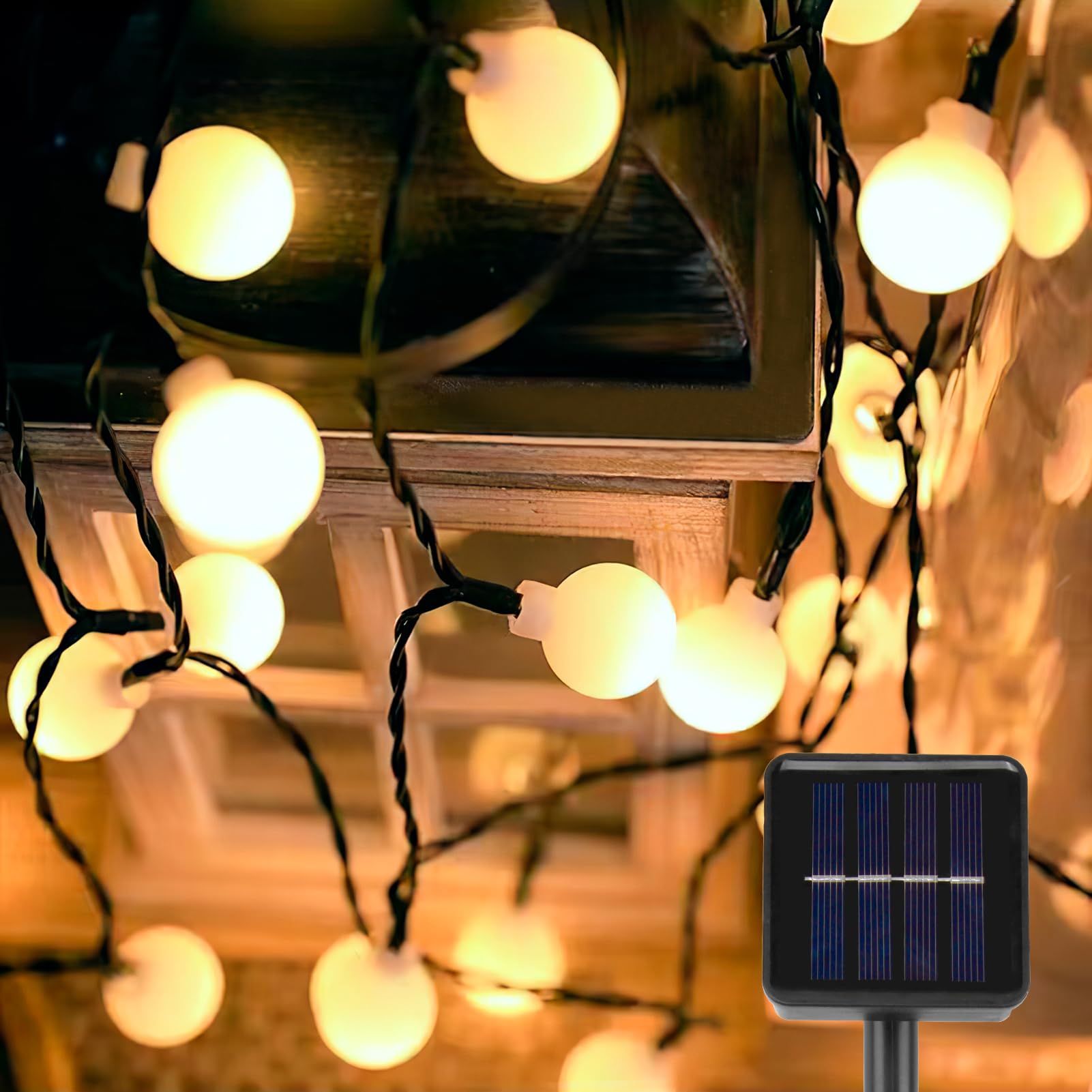 Solar Garden Lights Outdoor 21Ft 30LED Solar String Lights 8 Modes Christmas Tree Lights Waterproof Solar Fairy Lights Crystal Ball Lights Decorative Indoor for Easter Garden Yard Parties,Warm White