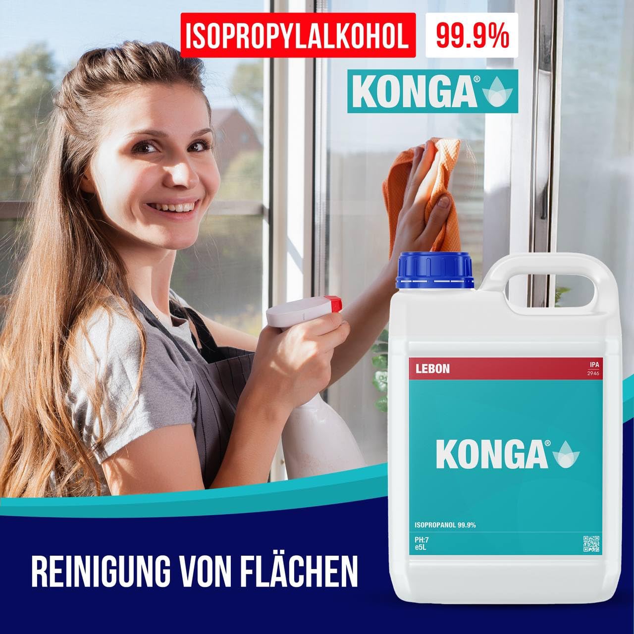 Konga Alkohol izopropylowy 99% do zastosowań technicznych, czyszczenia elektroniki, czyszczenia urządzeń mobilnych, czyszczenia komputerów, usuwania tuszu i markerów permanentnych, środek czyszczący