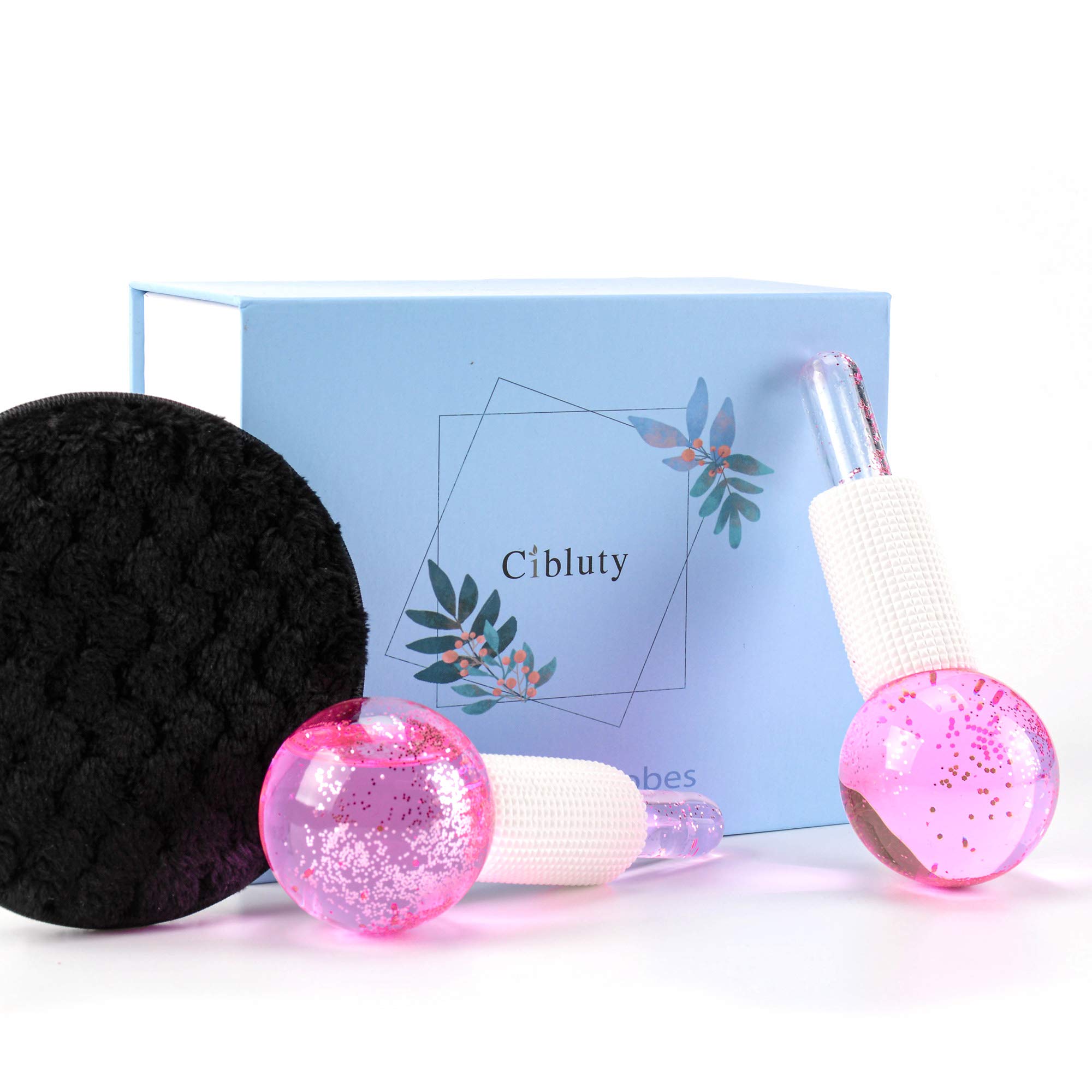 Facial Ice beauty ball- 2PC Globes Pink Facial Roller for Cold or Hot Skin Massagers Globe Durable Quartz Glass fo.