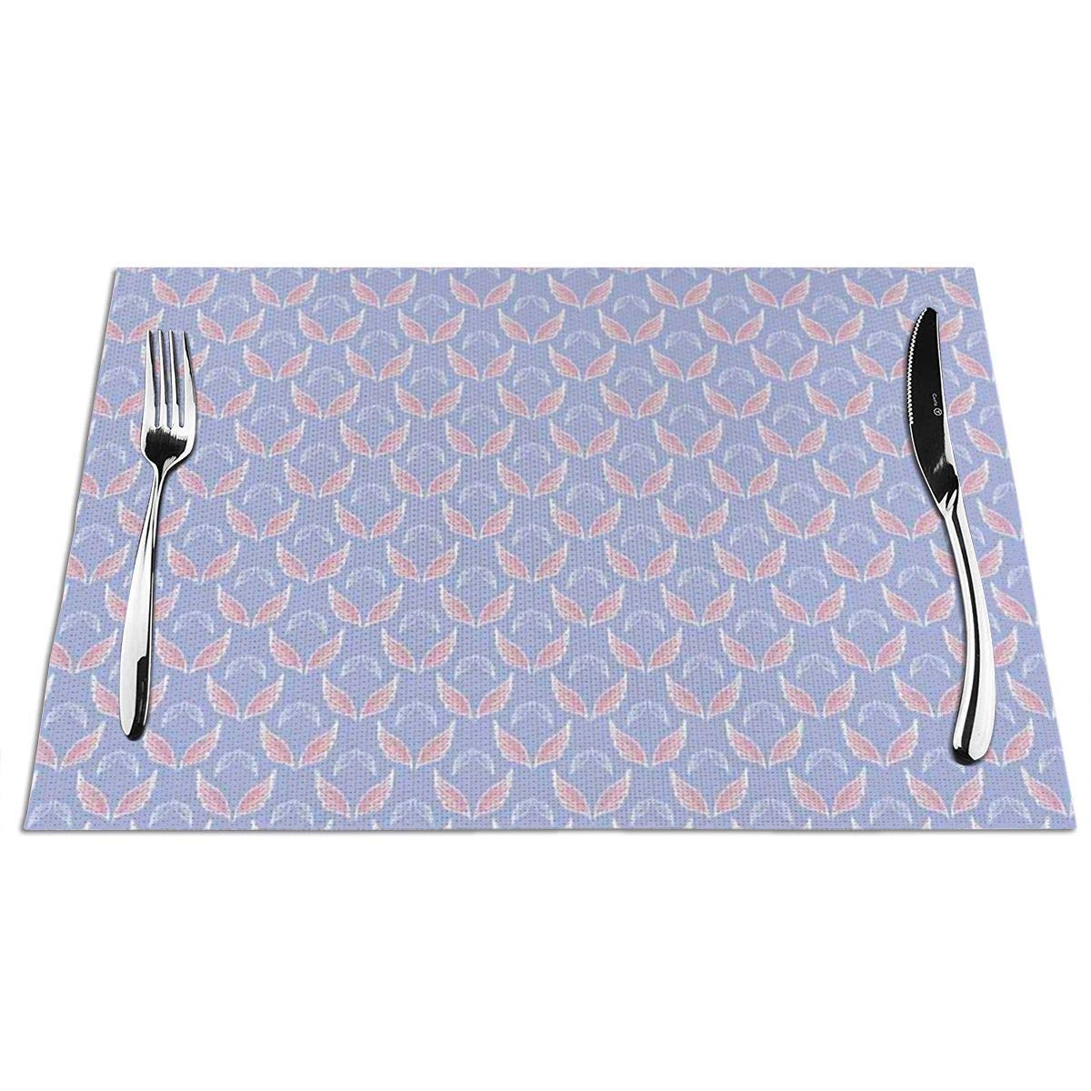 GULTMEE Placemats Heat-Resistant Stain Resistant Anti-Skid Washable PVC Table Mats,Pastel Wings Doodle Cute Girls Romantic Valentines Day Eros Cupid 1 PCS