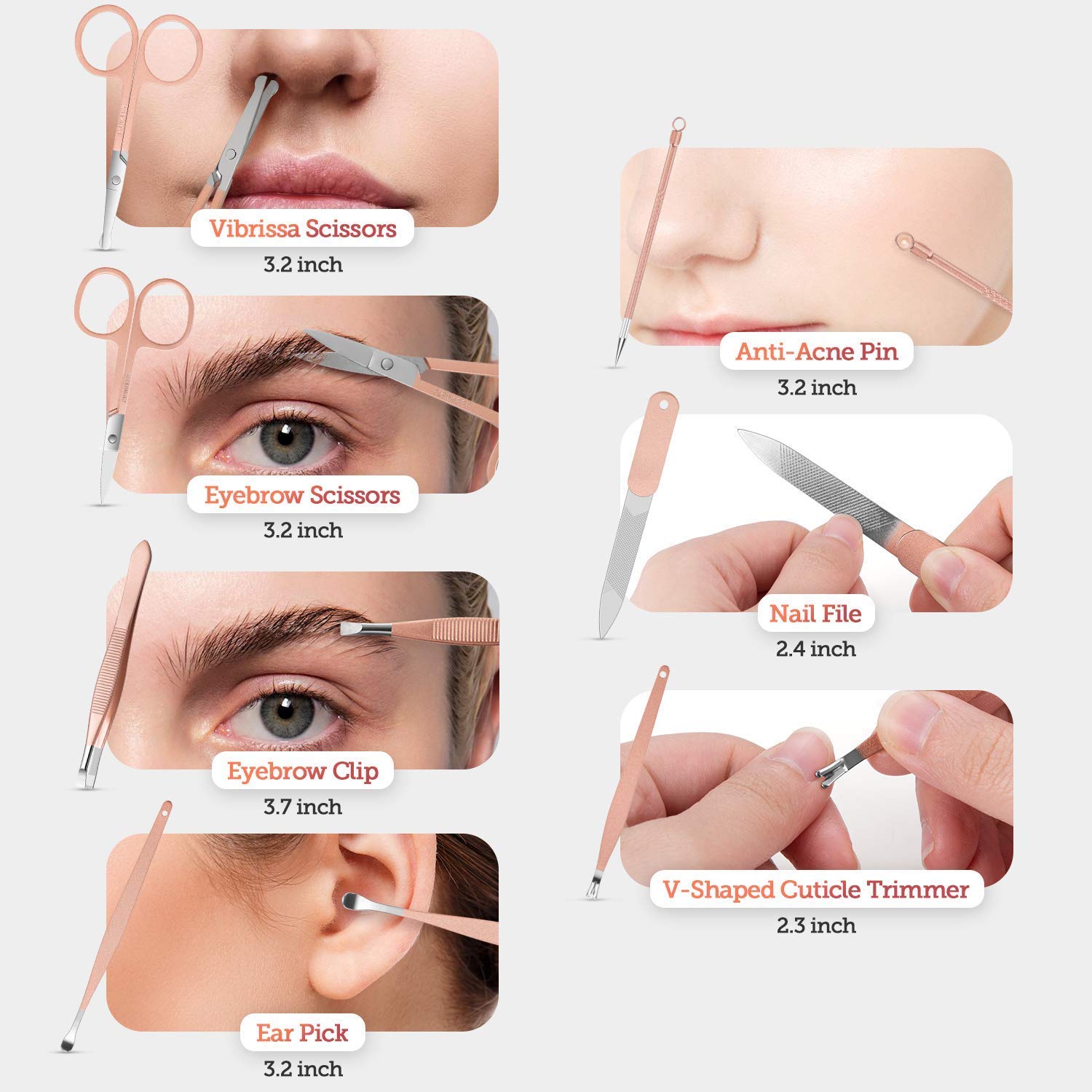 Spancare zestaw do manicure, narzędzia do pedicure do stóp, obcinacz do paznokci, 18-częściowy zestaw do manicure, pedicure dla kobiet i mężczyzn, różowy