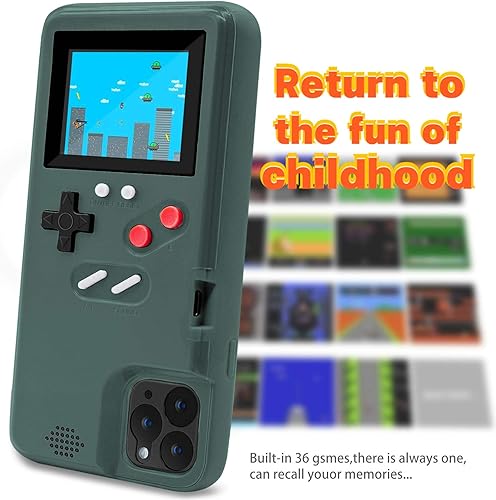 Miniatura 10 de LucBuy Gameboy - Carcasa protectora para iPhone, diseño retro con 36 juegos pequeños, pantalla a todo color, a prueba de golpes para iPhone X  Xs