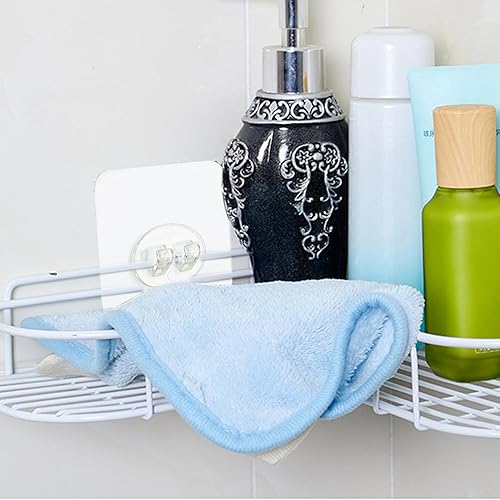 Miniatura 7 de fxwtich Gancho de pared, 8 unidades, gancho adhesivo, transparente, ahorro de espacio, cesta de estante de esquina de plástico, gancho sin costuras,