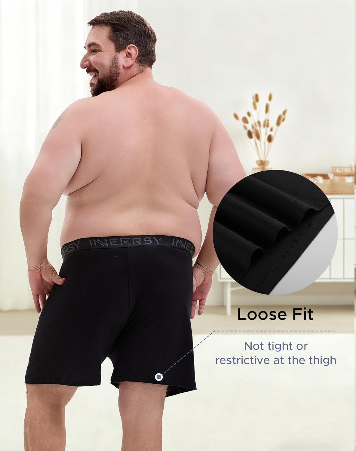 INNERSY Big and Tall Cotton Boxers for Men Moisture Wicking Loose Fit Underwear 4-Pack - Image 3