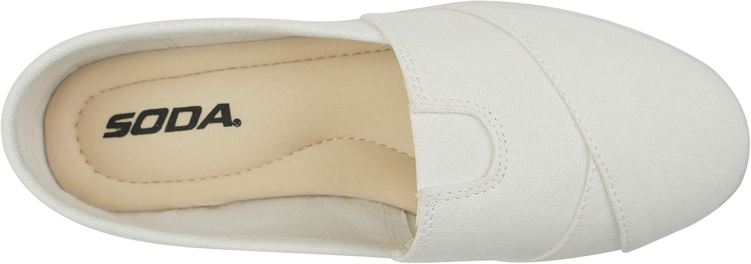 Soda OBJI ~ Women Fashion Flat Slip On Canvas Loafers Padded Gel Foam Insoles (White, Numeric_8_Point_5) - Image 3