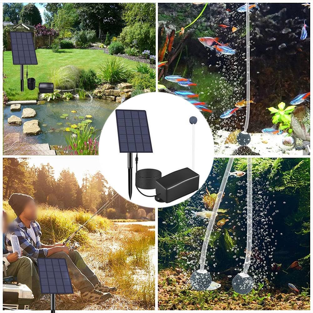 Pompa di ossigeno solare, 2,5 W 6 V, aeratore solare per laghetto con cavo, uscita bolle 0,8 l/min, per acquario da giardino