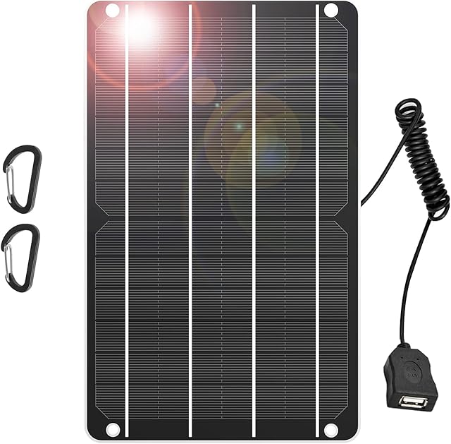Mini 6W Solar Panels Chargers USB 5V Small Monocrystalline Power Emergency Panels IP67 Waterproof for Outdoor Security Camera Fans Flashlight Pond Air Bubbler Fish Tank Oxygen Pump