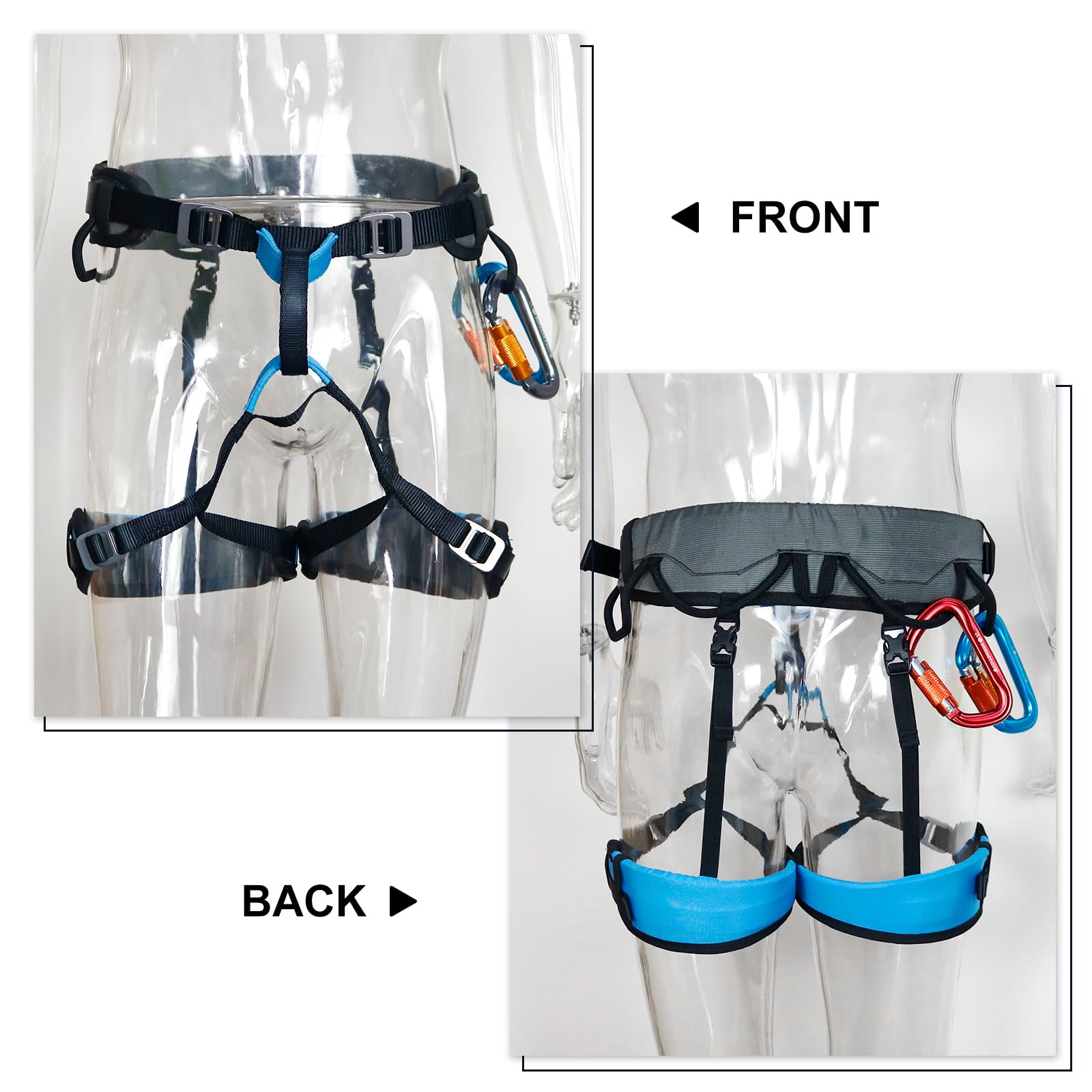 NewDoar Imbracatura da arrampicata, imbracatura per arrampicata su roccia, uomo donna albero arrampicata su ghiaccio mezzo corpo, cintura di sicurezza Rappelling