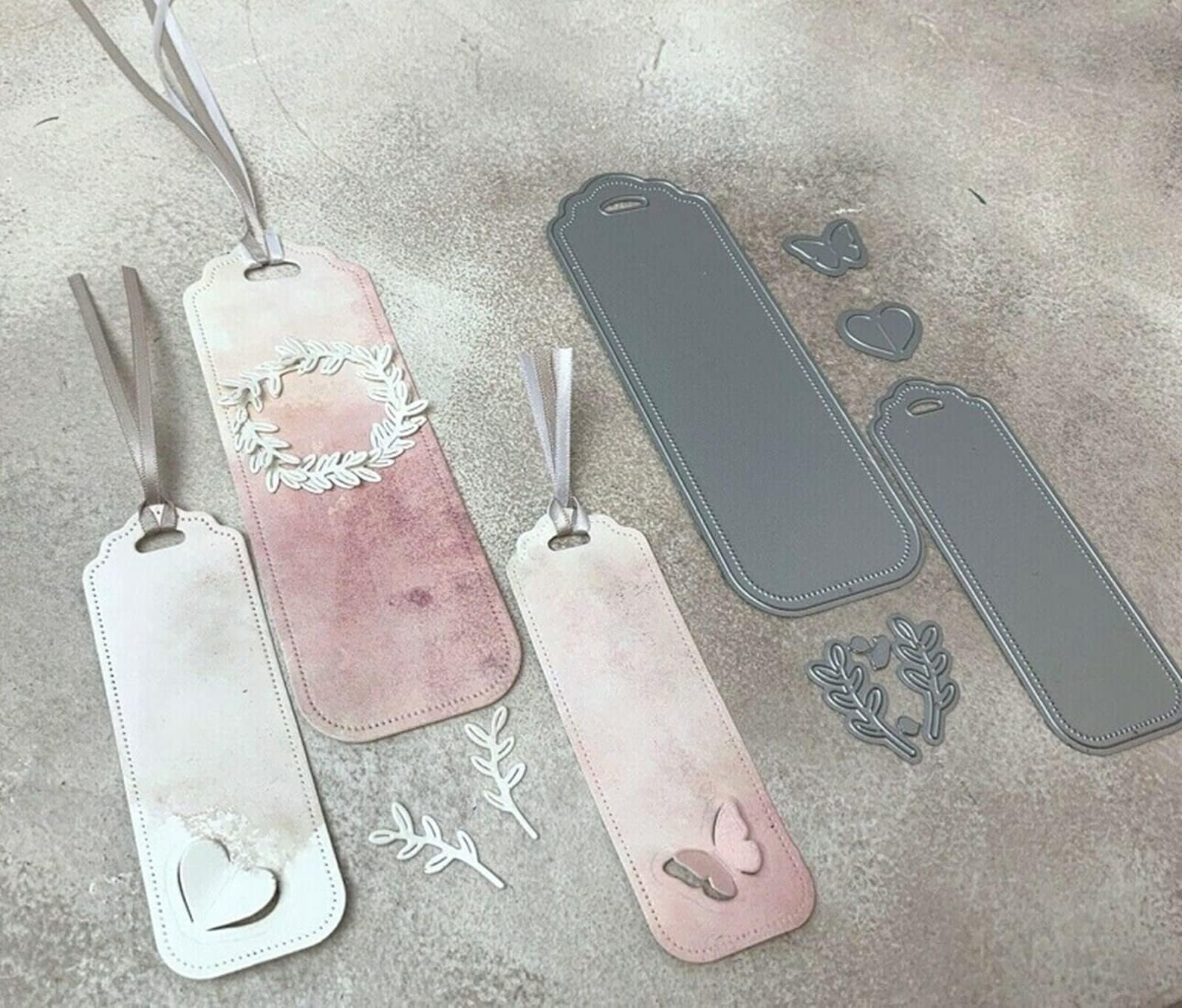 2pcs/Set Label Frame Metal Die Cuts, Butterfly Leaf Tag Bookmark Stencils DIY Crafts Cards