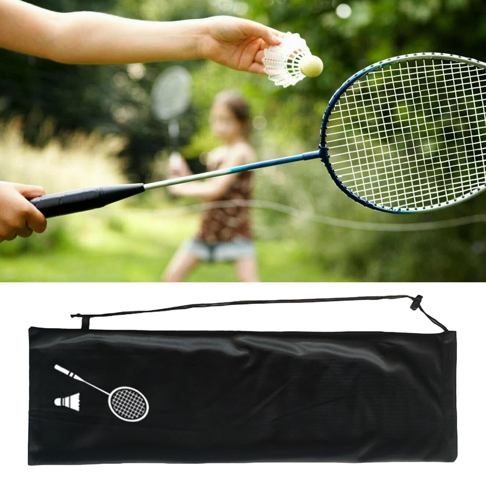 Custodia per racchetta da badminton, custodia per racchetta da badminton, borsa da trasporto a tracolla singola per sport con racchetta, custodia portatile con coulisse