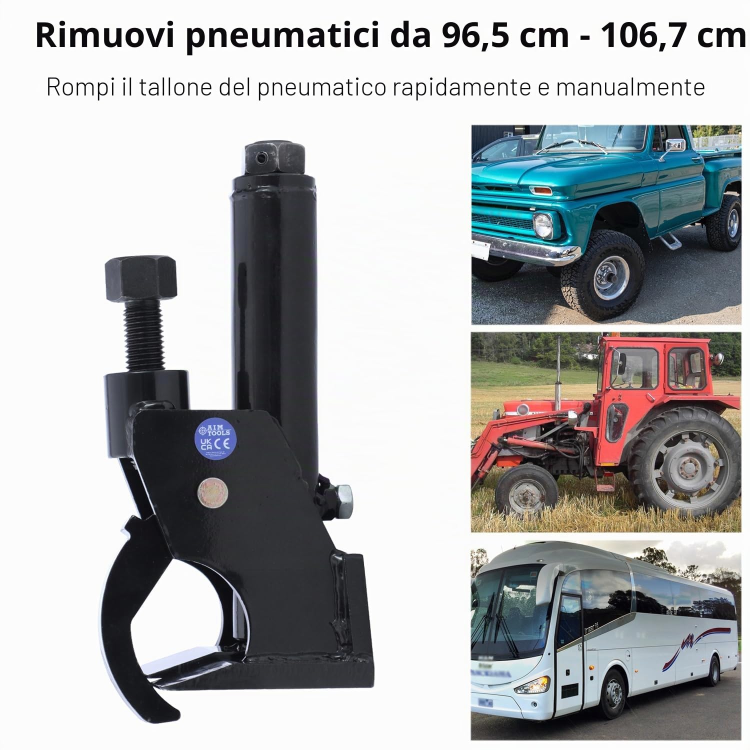 AIM Tools Manuale Stallonatore per Pneumatici per Pneumatici da 38" a 42" Utensili per Smontagomme Universali per Auto Trattori Camion ATV Moto Ruota Smontaggio Riparazione