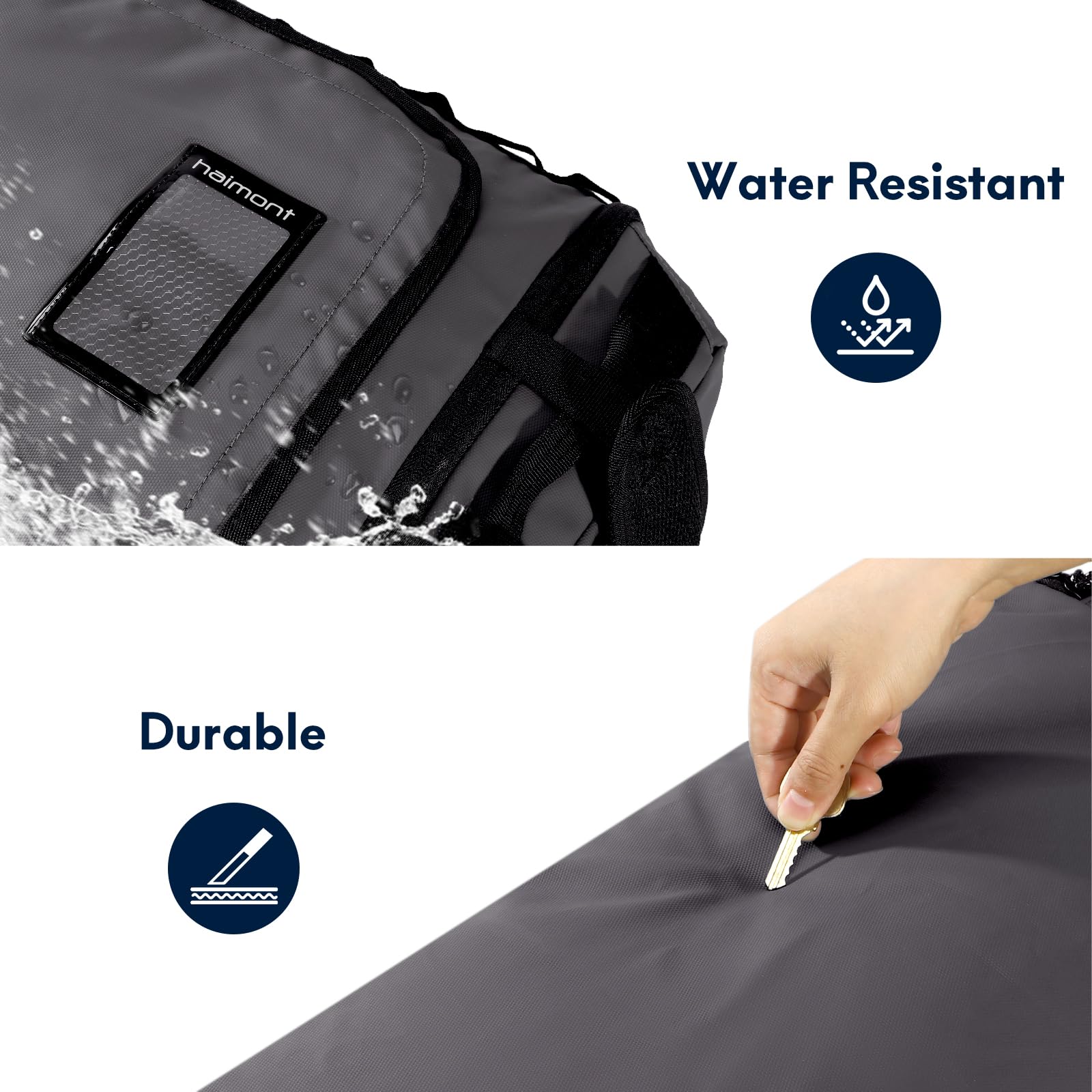 Haimont Sac à dos de sport 50 L imperméable pliable pour homme et femme avec compartiment à chaussures pour voyage, randonnée, camping en plein air, gris foncé, Sac de voyage