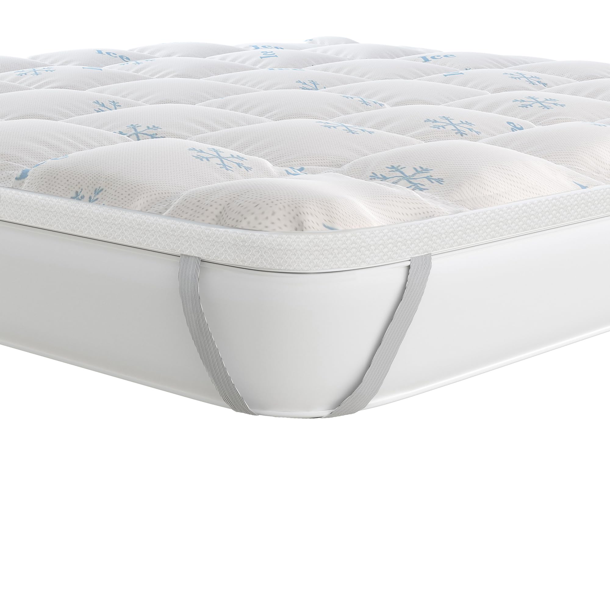 TOPPER ICE - Rinfrescante Matrimoniale 160x195 cm - Refrigerante con Elastici negli Angoli - Double Face, Soffietto 3 cm, Lavabile in Lavatrice a 40 Gradi