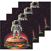 Washcloths 4 Pack Astronaut Food Print, Soft Water Absorbent Quick Dry Cotton Fingertip Towels for Bathroom Hotel Travel 1212 in