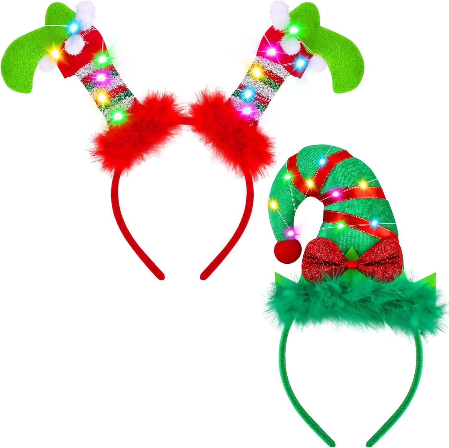 Fovths 2 Pack Christmas LED Headbands Xmas Headbands Light