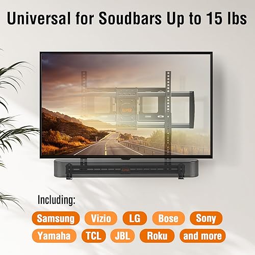 Miniatura 8 de ELIVED Soporte de barra de sonido debajo del televisor, soporte de montaje de barra de sonido para TV con soportes giratorios de 6.5 pulgadas para
