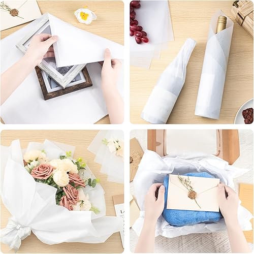 Miniatura 6 de Simetufy Papel de seda blanco para bolsas de regalo, 115 hojas de papel de regalo blanco de 14 x 20 pulgadas, papel de seda de regalo a granel para