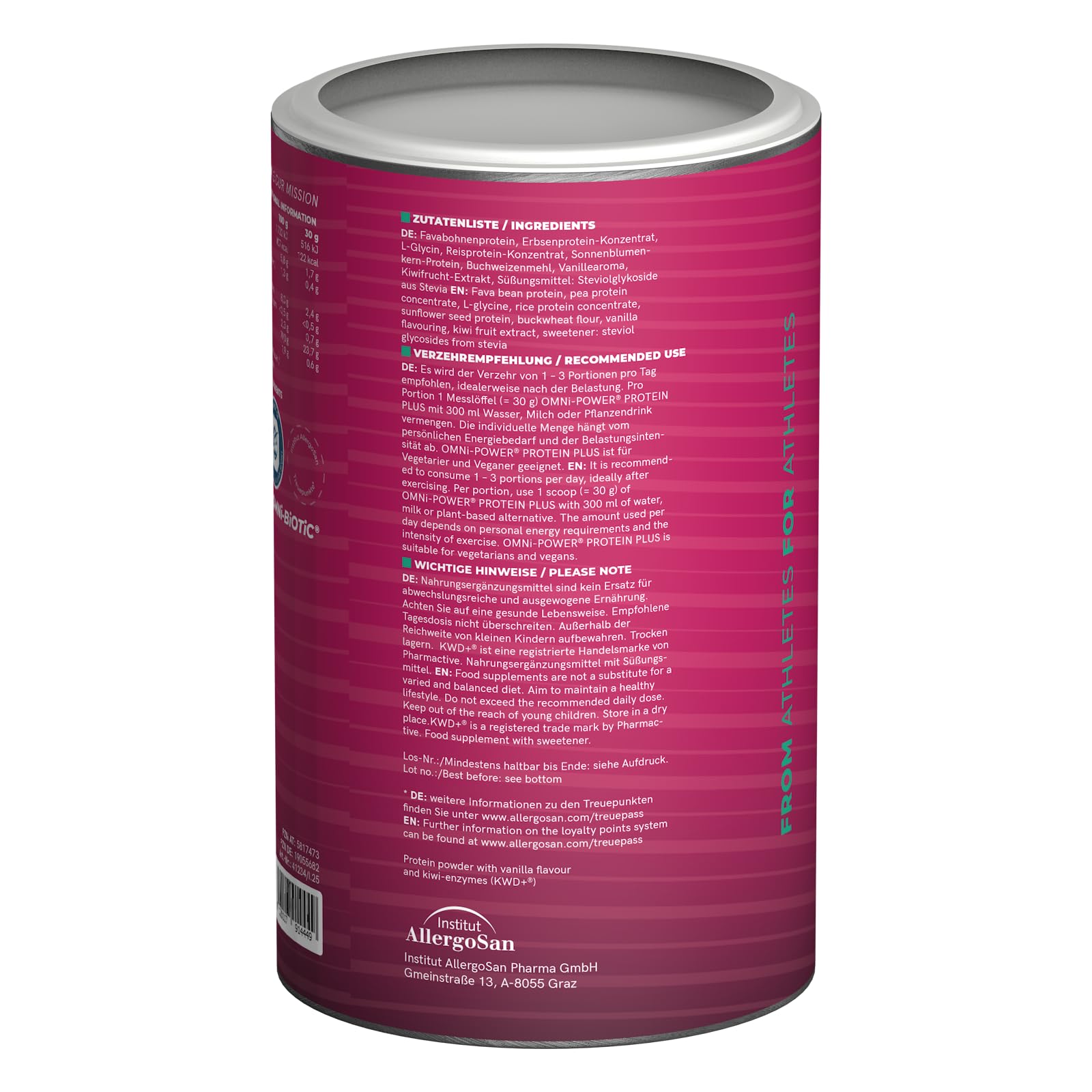 Protein Plus | Vanille | 900 g | 24 g Protein pro Portion | Pulver | Veganes Proteinpulver mit Kiwi-Enzymen | Ohne Zuckerzusatz